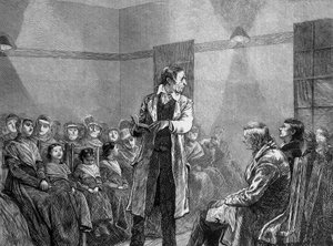 En shaker eller kvæker i USA læser en tekst af Unknown artist