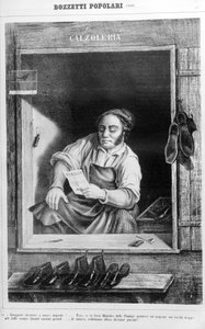 En skomager i 1800-tallet: Hvis vi sætter skat på hæle for højt, hvor mange høje mænd ville blive små... af Unknown artist