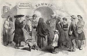 En gade i Valletta (Valletta) på øen Malta (Malta) i 1857. af Unknown artist