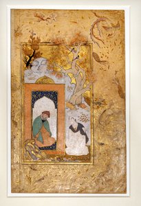 En ung mand besøger en dervich (gouache og guld på papir) af Unknown artist