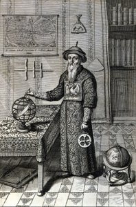 Adam Schall, astronom (1592-1666) i mandarinkostume i Pekin Observatory, i "Kina" af Athanase Kircher (eller Athanasius Kircheri) af Unknown artist