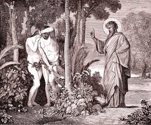 Adam og Eva, faksimile fra bogen af Louis Veuillot "Jesus Christ" trykt Paris af Unknown artist