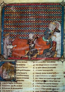 Adenet le Roi (ca. 1240- ca. 1300), digter og menestrel, reciterer Cleomades