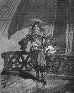 Admiral Tourville (Anne Hilarion af Costentin (Cotentin), greve af Tourville (1642-1701). på skibet "Soleil Royal". Indgravering af det 19. århundrede. I "Histoire de France" af Jules Michelet af Unknown artist