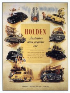 Reklame for Holden australske biler, ca. 1950 (Postkort) af Unknown Artist