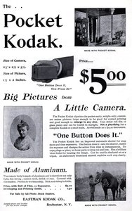 Annoncering for Kodak-lommekameraet. (Lomme Kodak) 1895. Privat Coll. af Unknown artist