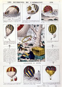 Aerostatsulykker. 19. århundrede illustreret diagram. af Unknown artist