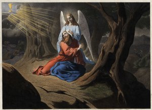 Kval i haven - Kristi bøn i Oliehaven. Anonym stik fra midten af 1800-tallet. af Unknown artist