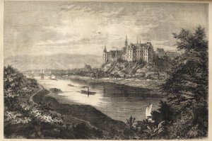 Albrechtsburg slot - Sachsen -Tyskland - Slottet Albrechtsburg i landet Sachsen i Tyskland - gravering - 1866 af Unknown artist