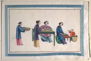 Album med tolv malerier af mennesker, der laver silke af Unknown Artist