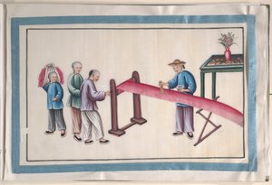 Album med tolv malerier af mennesker, der laver silke af Unknown Artist