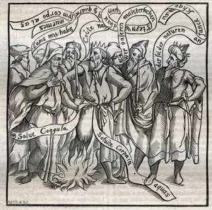 Alkymi: de hermetiske filosoffers tørv. 1857 (kobberstik) af Unknown Artist