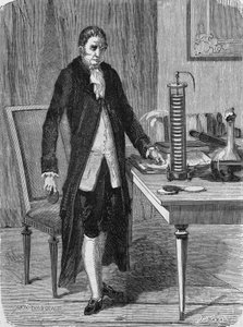 Alexander (Alessandro) Volta byggede i december 1799 den elektriske motor (eller batteriet). I "Album of Science"", Editions Jouvet af Unknown artist