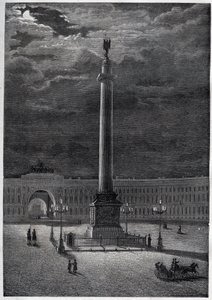 Alexandersøjlen i Skt. Petersborg, Rusland - Alexandersøjlen i Skt. Petersborg - gravering fra 1870 af Unknown artist