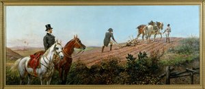 Allegori, der forestiller Napoleon, der pløjer under opsyn af sin sorte tjener i St. Helena, olie på lærred af Olivier Pichat (1825 - 1912) af Unknown artist