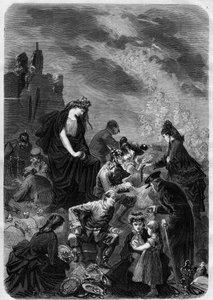 Allegori: det patriotiske abonnement på udviklingen af det franske territorium (Alsace og Lorraine) under besættelsen af Preussen. Gravering i "" L