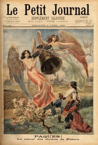 Allegori for at fejre påskeklokkernes tilbagevenden, med repræsentation af børnene fra Alsace og Lorraine (Alsace-Lorraine) i traditionelle dragter, mens disse regioner er uenige mellem det tyske imperium, der administrerer dem, og Frankrig, som af Unknown artist