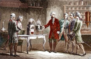 Antoine Laurent Lavoisier (1743-1894) udfører la decomposition de l