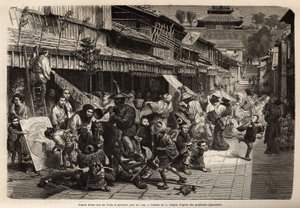 Udseende af en gade i Edo (Tokyo) på årets første dag, transvestitternes indbyggere går rundt, og børns spil er allestedsnærværende: drager (drager) af papir, sting, toppe og bøjler, snesko, hvalpe og billeder lavet af papirmache , blandt af Unknown artist