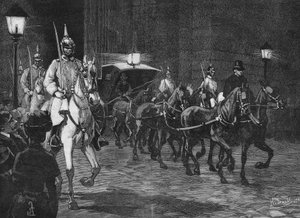 Ankomst af resterne af ærkehertug Rudolf af Habsburg (1858 - 1889), kronprins af Østrig. af Unknown artist
