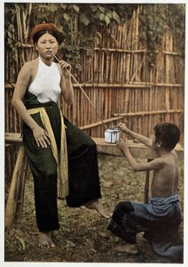 Asiatisk kvinde, der ryger opium, omkring 1898 af Unknown artist
