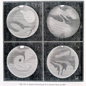 Teleskopiske aspekter af planeten Mars i 1877 - i "" Popular Astronomy "" af Camille Flammarion, red. Marpon & Flammarion af Unknown artist