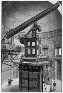 Astronomiske briller af hr. Janssen, medlem af instituttet, direktør for Observatoriet for Fysisk Astronomi i Meudon. Indgravering i "" La Nature: revue des sciences et de leurs applications aux arts et a l