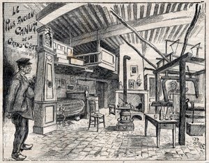 Atelier de Canut a Lyon - den ældste canut i Grand Cote siden 1814 gravering i "Le Progres illustrious"" fra 1895 af Unknown artist