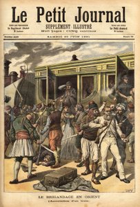 Ved at angribe et tog af røvere i nærheden af Cherkessklui, efter at have organiseret afsporingen af konvojen, fanger Athanos og hans røvere passagererne for at bytte dem til et nag. Indgravering i "" Le petit journal"" 20/06/1891. Selvas samling. af Unknown artist