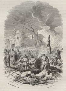 Baldwin V, greve af Flandern (1012-1067) genetablerer politiet i dets stater - Indgravering 1868 i "Belgiens historie fra primitive tider til slutningen af regne af Leopold I" af Theodore Juste (1818-1888) - Privat kollektion af Unknown artist