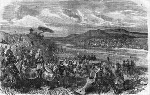 Slaget ved Fornoua (Fornovo) (Italien) under Charles VIII den 6. juli af Unknown artist