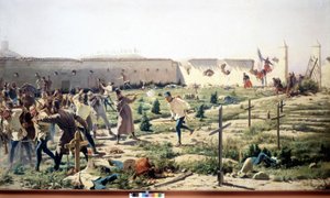 Slaget ved Solferino, Lombardiet, mod de fransk-sardiske og østrigske hære den 24. juni 1859. Museo del Risorgimento. Milano af Unknown artist