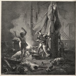 Slaget ved Nilen - Slaget ved Aboukir - Luces og Giocante de Casabiancas død (Luc-Julien-Joseph Casabianca af Unknown artist