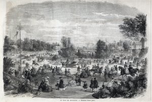 Smukke dage på Bois de Boulogne i Paris. Indgravering i "The Illustrious Universe" af Unknown artist