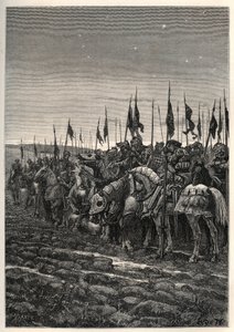 Før slaget ved Agincourt - 100 års krig: Slaget ved Azincourt (Pas-de-Calais) 25. oktober af Unknown artist