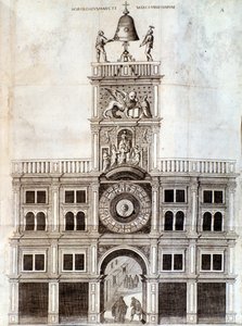 Klokketårnet i San Marco-kirken i Venedig. Side fra De campanis af Rocca af Unknown artist