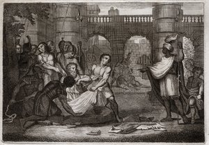 Bible of Royaumont, Gamle Testamente: Jeremias profet. Den hellige profet og hulen. Illustration fra 1811. af Unknown artist