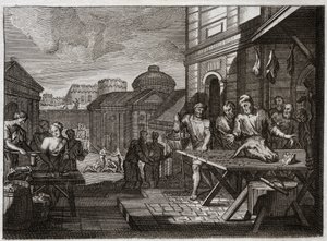 Bibelen fra Royaumont, Det Gamle Testamente: Samarias belejring. Kongen af Syrien belejrede byen Samaria og reducerede den til en frygtelig hungersnød. Illustration fra 1811. af Unknown artist