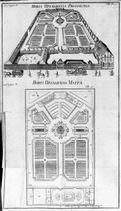 Botanisk Have - HORTI UPSALIENSIS prospektiv og plan. af Unknown artist