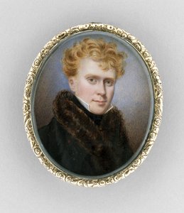 Broche med portræt af en mand, ca. 1840 (akvarel på elfenben af Unknown artist