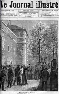 CAMPI, ASSASSINDEN AF RUE DU REGARD - "" Henrettelse af lejemorderen Michel Campi, på place de la Roquette, 30. april 1884 - GUILLOTINE - indgravering i "" Le journal illustrious"" af 1884 af Unknown artist
