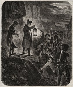 Preussens og Polens kampagne: Kejser Napoleon I (1769-1821) på tærsklen til slaget ved Iena og Auerstaedt 14/10/1805 - Kejser Napoleon I natten før slaget ved Jena-Auerstedt (Jena Auerstedt) mod den preussiske hær den 14. oktober 1805 - Nap af Unknown artist