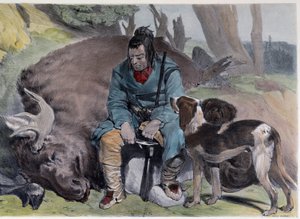 Canadiske Huron Elk Hunt - i "" Shyths sketches in the Canadas"" af Coke Smyth, London af Unknown artist