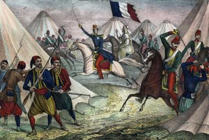 Tilfangetagelse af Smalla af Abd-el-Kader i Algeriet den 16. maj 1843 af hertugen af Aumale. I "" Storia d