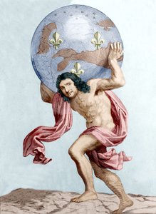 Karikatur af Colbert som Atlas (stik) af Unknown artist