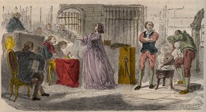 Sag om kraven, retssagen (1785-1786): Jeanne de Valois-Saint-Remy (Valois Saint Remy), grevinde de La Motte (Lamotte) eller grevinde de La Motte Valois (Lamotte-Valois, La Motte-Valois) ( 1756-1791) for parlamentet i Paris. Indgravering af det 19. årh af Unknown artist