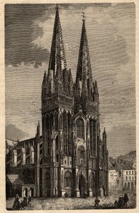Katedralen Saint Corentin de Quimper - Cathedrale Saint-Corentin de Quimper - gravering i "" PATRIE" - PECTUREQUIREQUE BESKRIVELSE AF FRANKRIG I 6 BIND AF LUCIEN HUARD - slutningen af ​​1800-tallet af Unknown artist