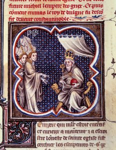 Karl den Store og festerne. Miniature i "" Grandes Chronicles de France. Grandes Chronicles de France af Charles V” (folio 102), omkring 1375-1380. BN, Paris af Unknown artist
