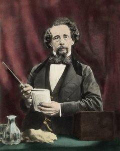 Charles Dickens (1812-1870) under en læsning omkring 1860. af Unknown artist