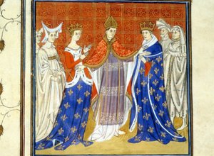 Karl IV den smukke og hvide Bourgogne - middelalderens miniature (ref. 512, 345v): Anmodning om tilladelse til Toulouse Kommunale Bibliotek (tlf.: 05 62 27 66 66) af Unknown artist